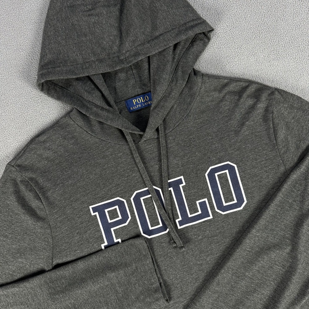 Polo Ralph Lauren Hoodie Medium Grey Jersey Cotton Lightweight Lounge T Shirt